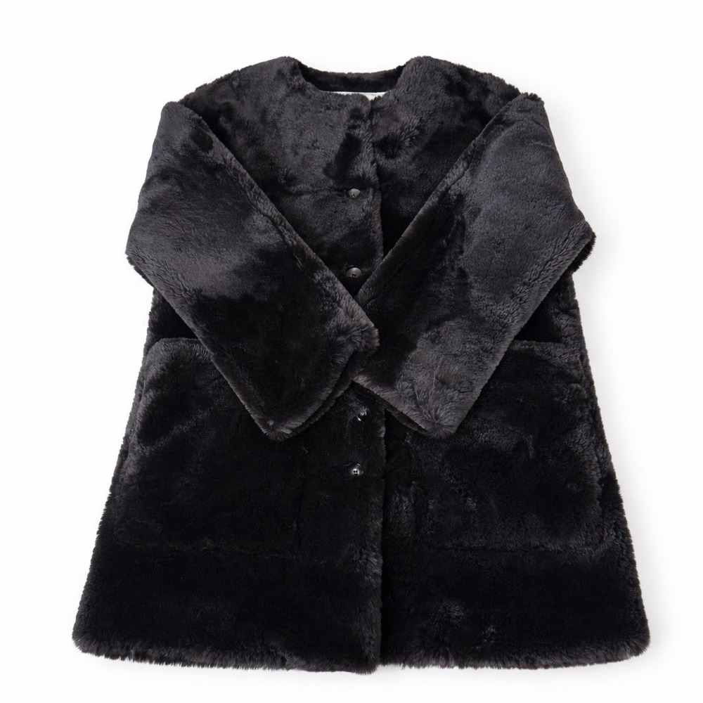 Proenza Schouler Penelope Faux Fur Coat White Label Women's Size Medium Black - Picture 8 of 9